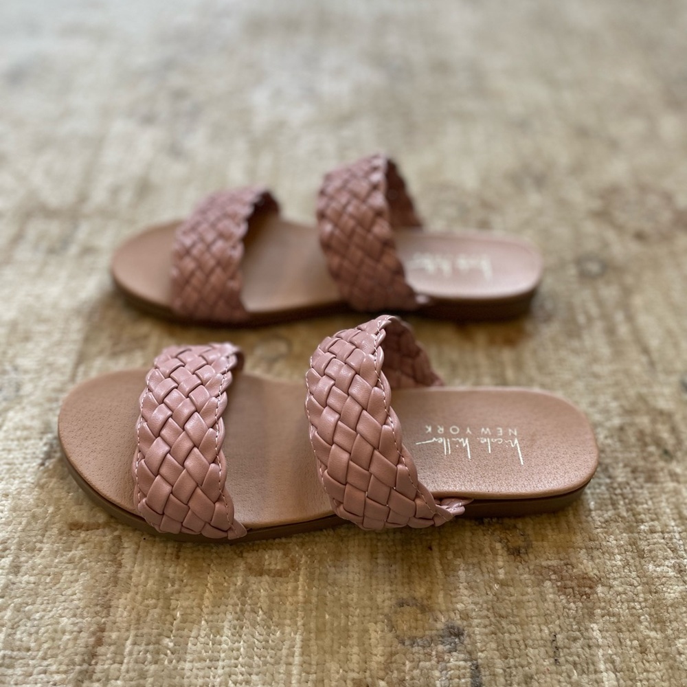 Nicole Miller, Braided Double Band Flat Sandals, Dusty Pink, Size 6 - Picture 7 of 10